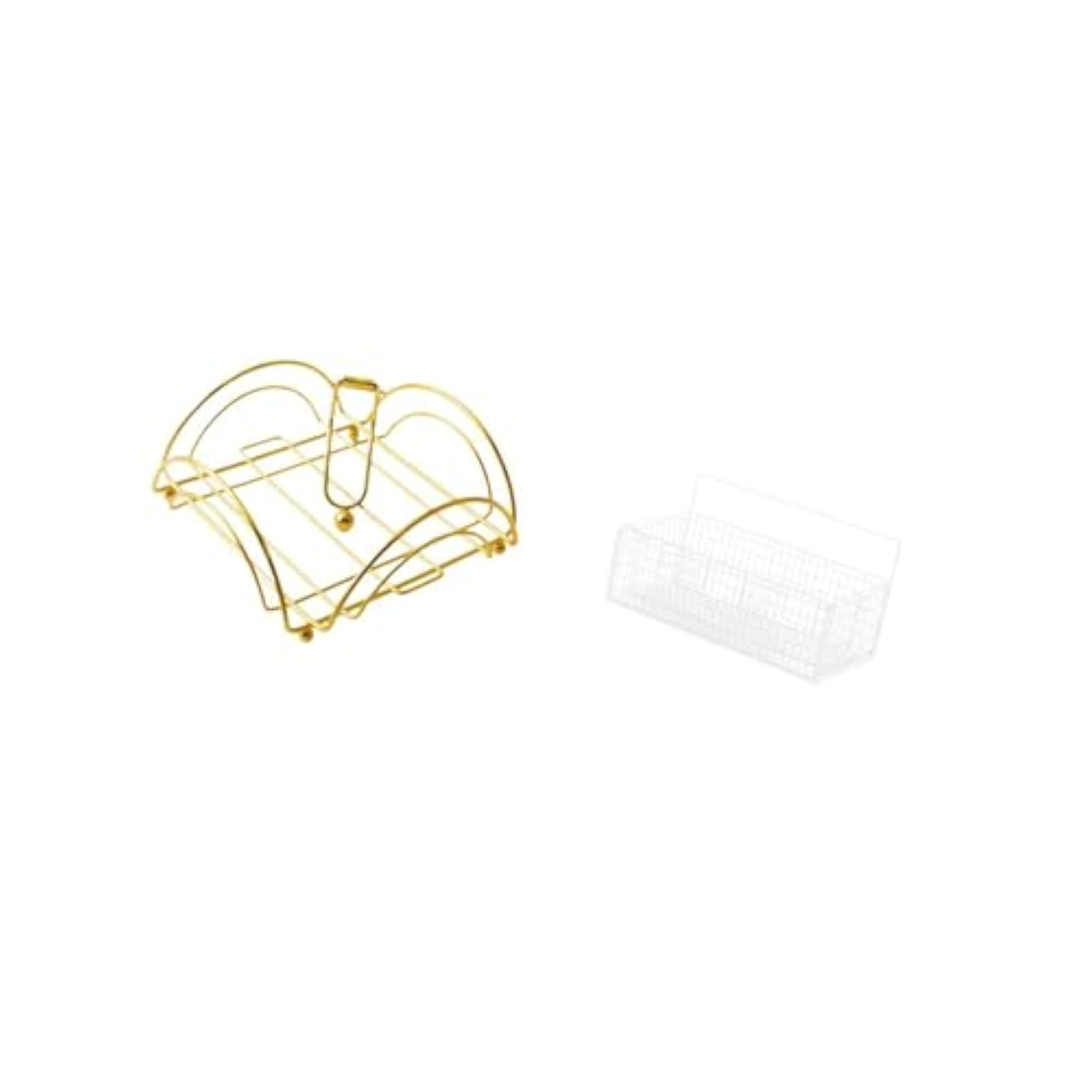 Weighted Arm Napkin Dispenser with Wire Storage Basket